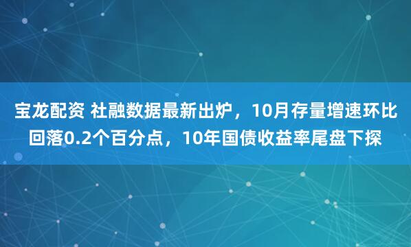 宝龙配资 社融数据最新出炉，10月存量增速环比回落0.2个百分点，10年国债收益率尾盘下探